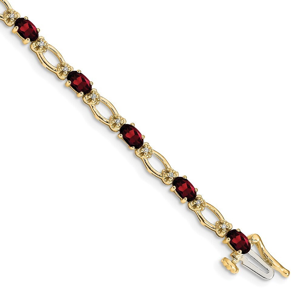 14k Yellow Gold Diamond & Garnet Bracelet